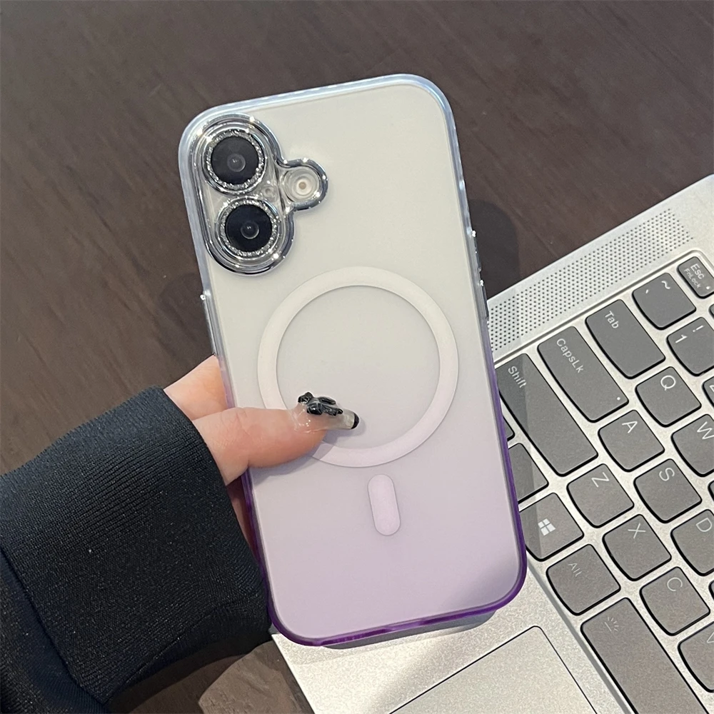 INS Красочный матовый чехол для телефона с градиентом и тонкими отверстиями iPhone 16