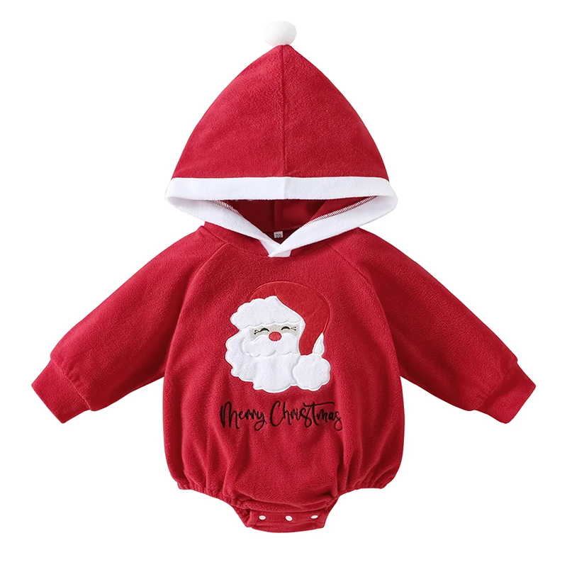 

Fashion Christmas Baby Rompers 0-24M Toddler Newborn Infant Boys Girls Cotton Cartoon Hooded Print Long Sleeve Jumpsuits Clothes