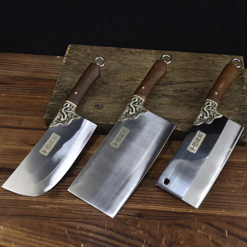

Набор ножей Longquan, 3 шт., медный брикет, острый резак, измельчитель, кованые стальные кухонные ножи ручной работы, инструменты для мяса и птицы