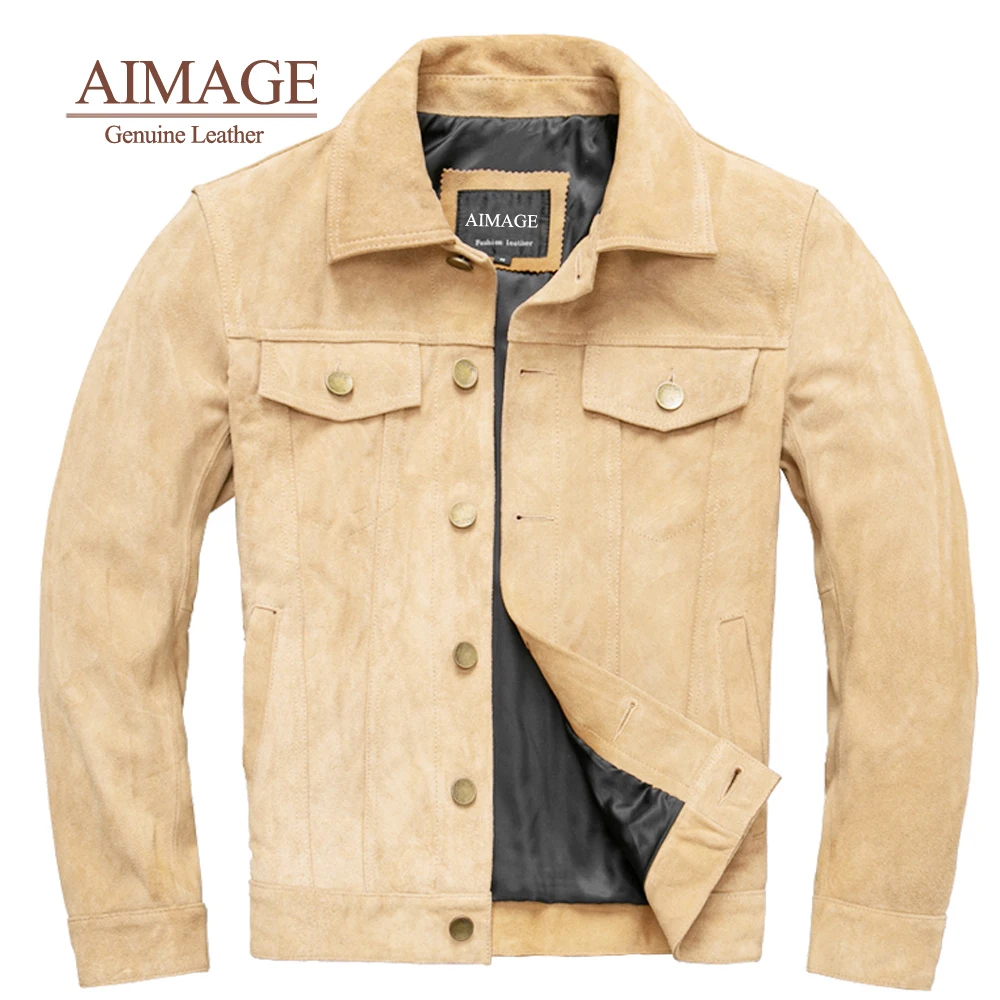 

Men Suede cowhide coat Classic England style Suede leather jacket thick cowhide coat men casual genuine leather clothes PY223