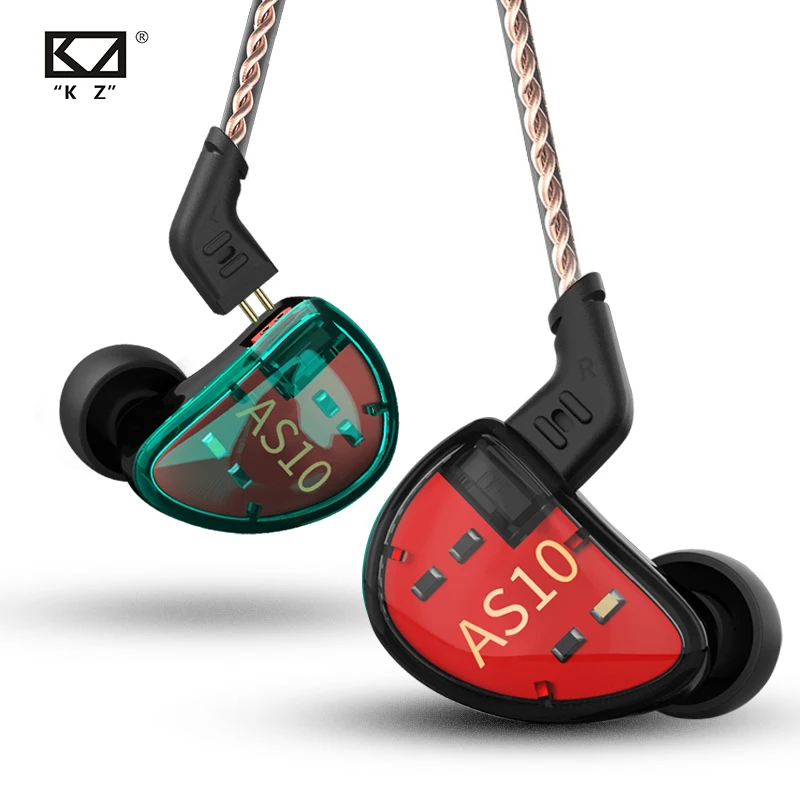 

KZ AS10 Wired Earphone With Microphone 5BA Balance Armature In Ear Hifi Noise Cancelling Headset Music Gaming Earbuds Headphone