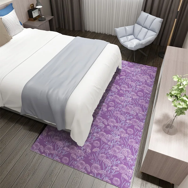 

Reese Velvet Fleece Living Room Carpet Bedroom Bedside Oriental Decor Rug Purple Elegant Cornflower Soft Sofa Floor Washable Mat