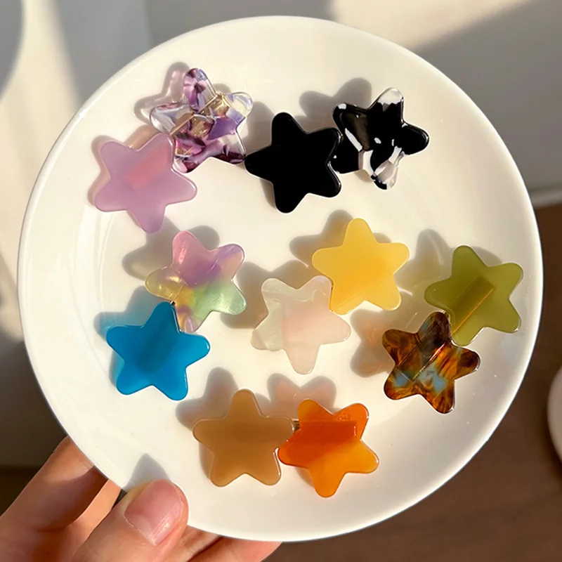 Ful Two Stars Acrylic Hair Clip For Women Girls Sweet Hair Decorate Side Hairpins Barrettes Fashion Hair Accessories