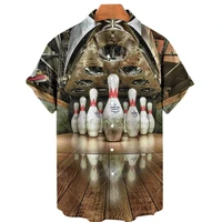 sports shirts 2022 cool bowling 3d print mens shirts fashion hawaiian shirts retro short sleeve lapel tops casual streetwear
