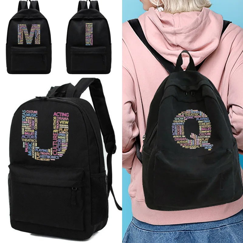 

Unisex Shoulder Backpack Zipper Text Letter Women Backpack School Bags Teenage Girls Student Shoulder Bag Travel Laptop Backpack