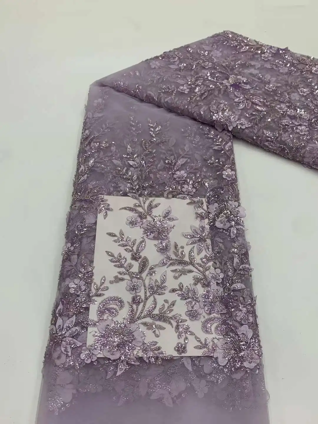 

Pretty Beaded Design With Pearls 3D Embroidery French Tulle Net African Nigeria Lace Fabric For Evening Dresses.Weddings Party