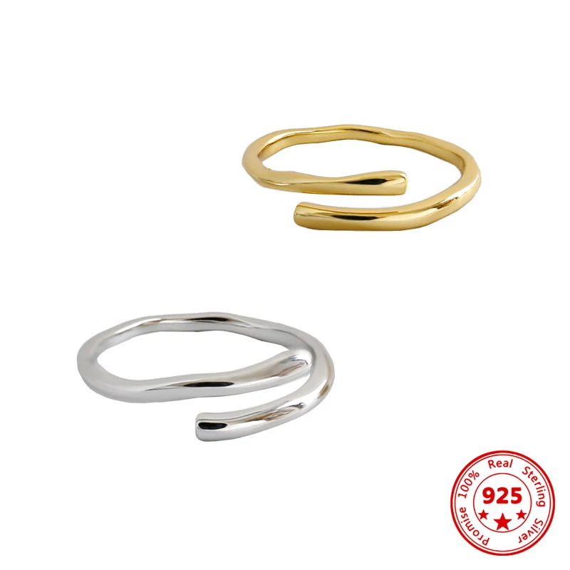 

Korean Hot Style Pure 925 Sterling Silver Women's Rings Delicate Fashion Open Wavy Lines Simple Jewelry For Holiday Surprises