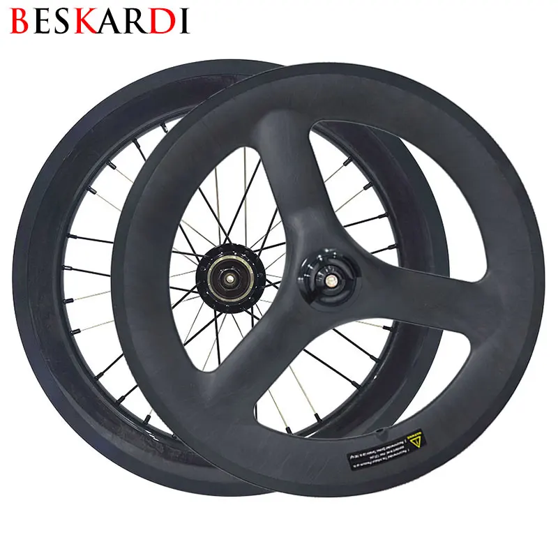 

Folding Bike 16inch 349 3Spokes 7 Speed Carbon Wheels Trispokes 74/112mm C Brake BESCARDI For Brompton 3sixty