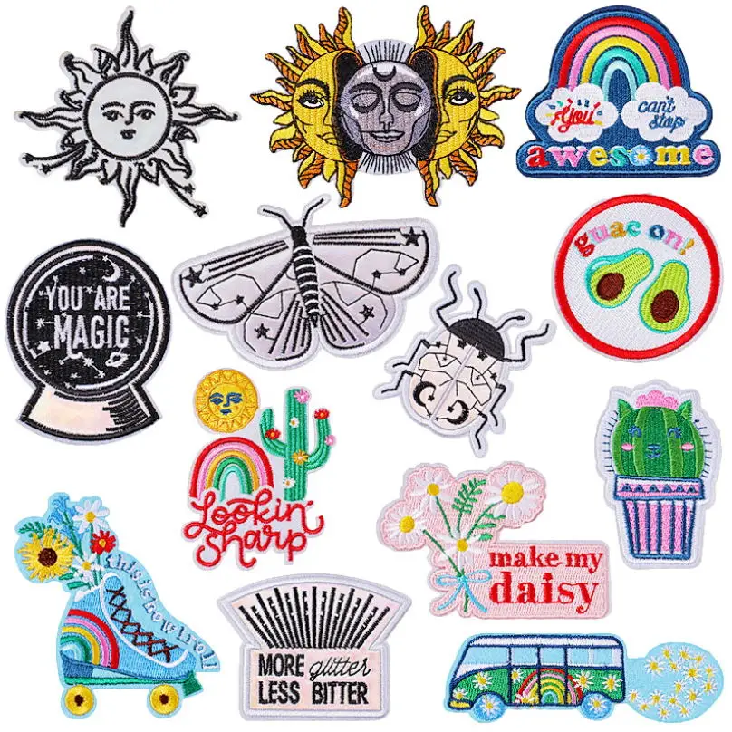 

New Arrival 10 pcs Embroidered Patches Iron On Sew On Motif Applique Fabric Clothing Hat Bag Shoe Decor Repair Accessory