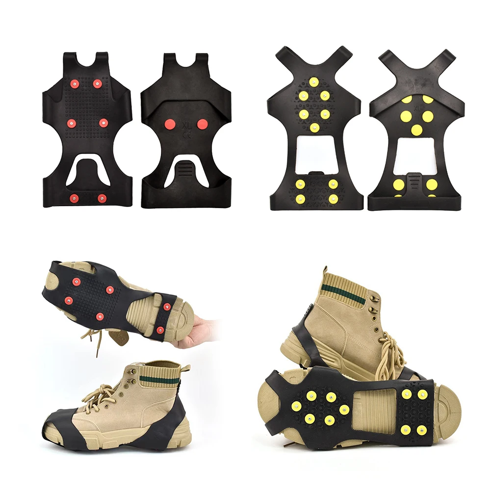 

1 Pair 6/10 Studs Anti-Skid Snow Ice Climbing Shoe Spikes Ice Grips Cleats Winter Climbing Crampons Walking Shoes Snow Ice Claw