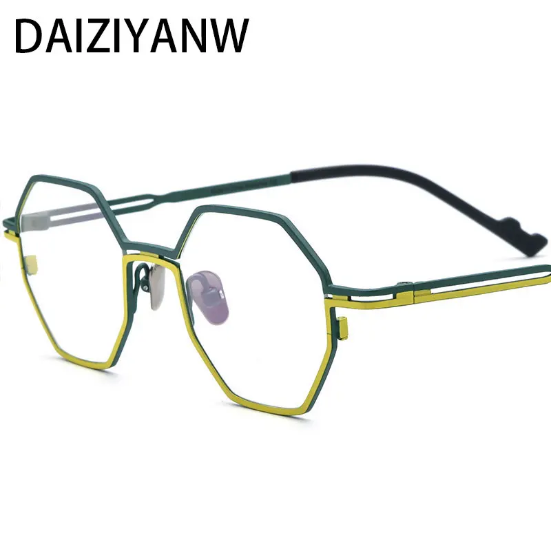 

Оправа для очков Мужская многоугольная из чистого титана, Роскошный аксессуар в ретро стиле для чтения при близорукости, ручная работа