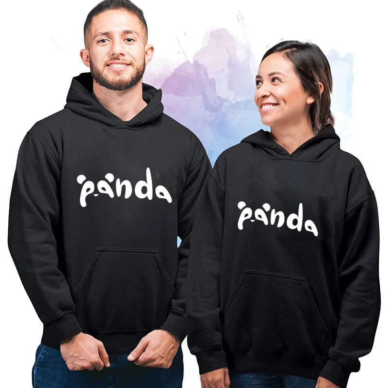 

Couple Cute Panda Printed Hoodies Unisex American Style Loose Hooded Sweatshirts Casual Lover Daily Sport Wear