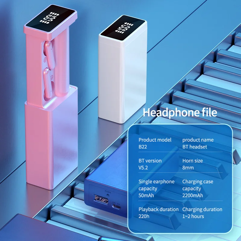 Фото TWS спортивные Bluetooth-наушники с микрофоном и зарядным футляром №5
