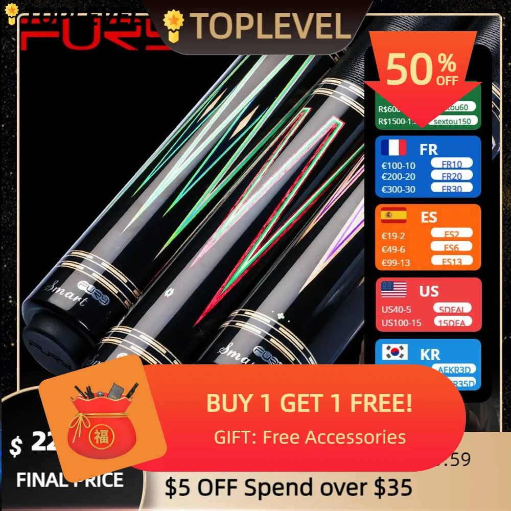 

FURY Billiards CL 1-3 with Case 3 Colors Maple Billard Pool Cue Stick Kit 13mm Tiger Tip Professional Maple HTO Shaft China 2019