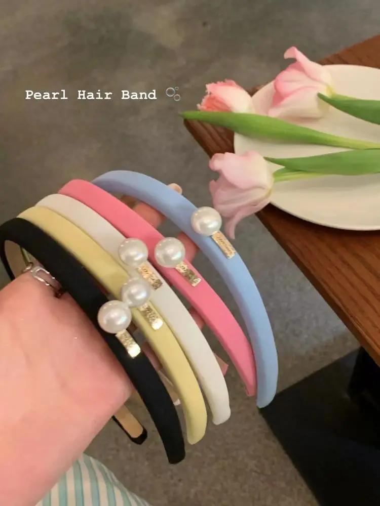 

TwinkLei Korean Pearl Hairband for Women Candy Colors Hair Hoop No Trace Headbands Sweet Girls Hair Accessories