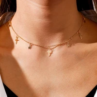 fashion simple personality multi element star cross short pendant clavicle chain ladies necklace