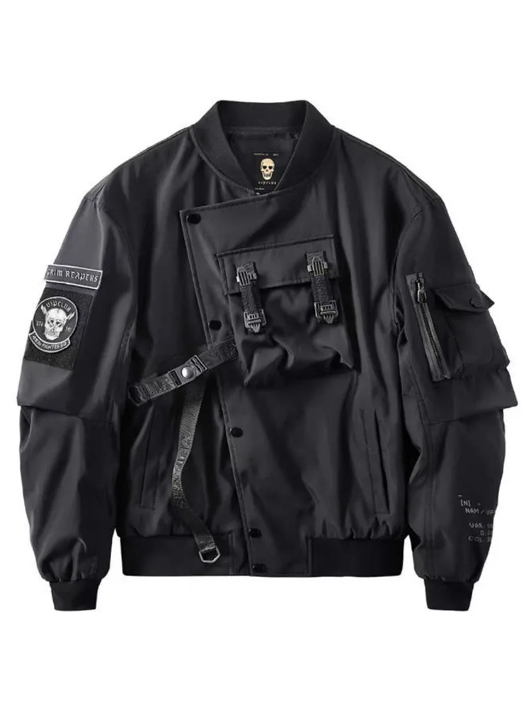 

Куртка-бомбер God of Death Мужская, тактическая уличная одежда в стиле панк/хип-хоп, куртка оверсайз с нагрудным карманом, куртка MA1