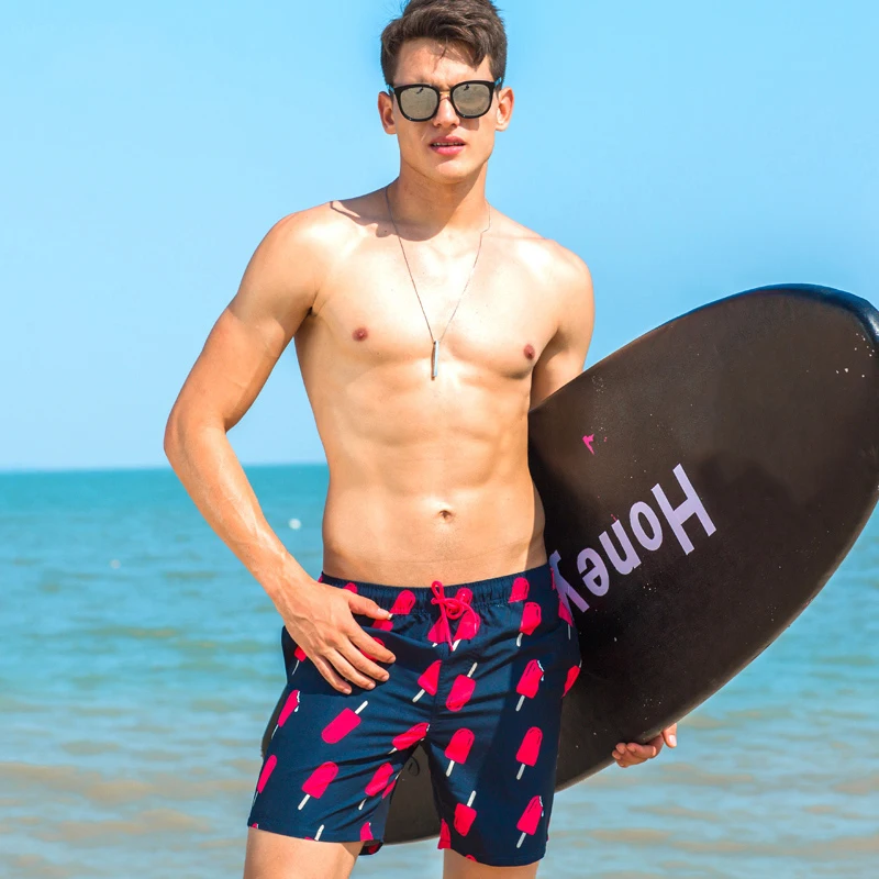 

T7 ice cream print sexy tight men beach shorts surfing swimming swimsuits 2022 new summer men swimwear swim briefs bikinis short