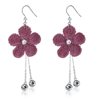 fashion trends five petaled flower tassel sterling silver earrings sve211