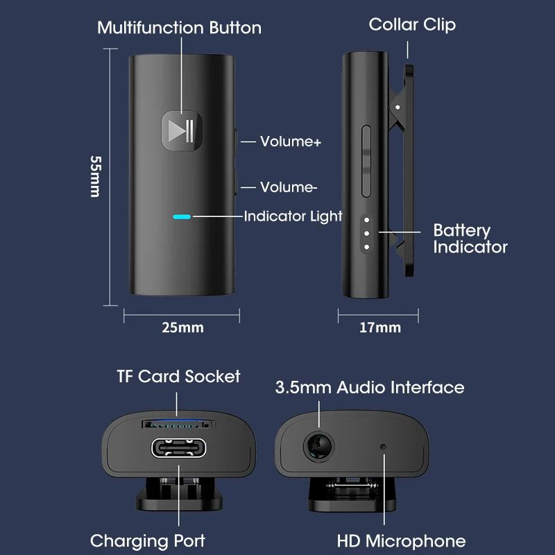 Bluetooth Receiver 5.0 Car Speaker Hands-Free Call Lavalier TF Play Wireless Audio For receiver computer TV |