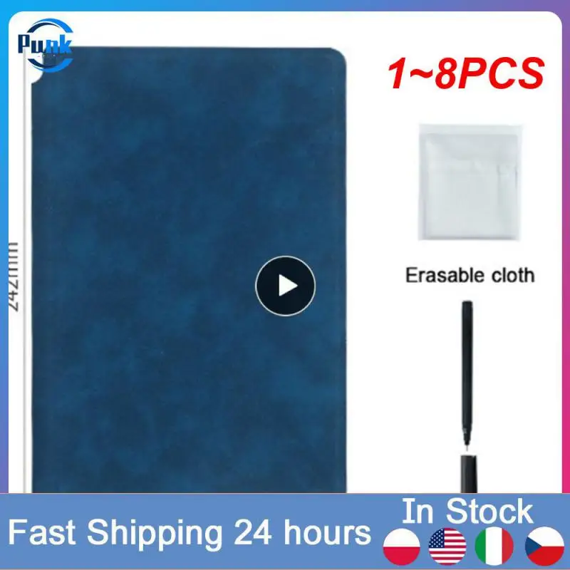 

1~8PCS Reusable Whiteboard Notebook Leather Memo Free Whiteboard Pen Erasing Cloth Weekly Planner Portable Stylish Office