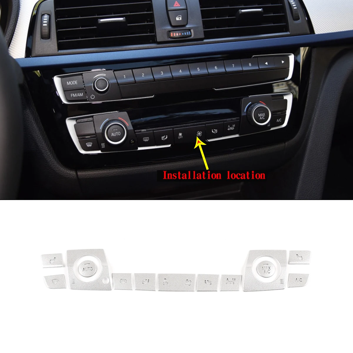 

For BMW 3 4 Series 3 Series GT F30 F32 F33 F36 2013-2019 Stainless Steel Car Air Conditioning Button Stickers Car Accessories