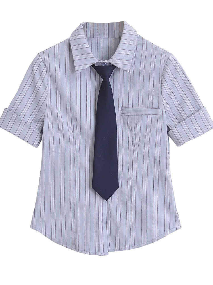 Женская Облегающая рубашка в полоску с коротким рукавом и воротником-поло