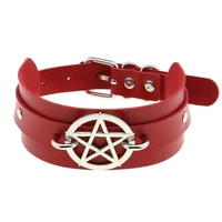 goth pentagram necklace star spiked punk choker collar for women girl rivets neck strap cosplay chocker metal gothic accessories