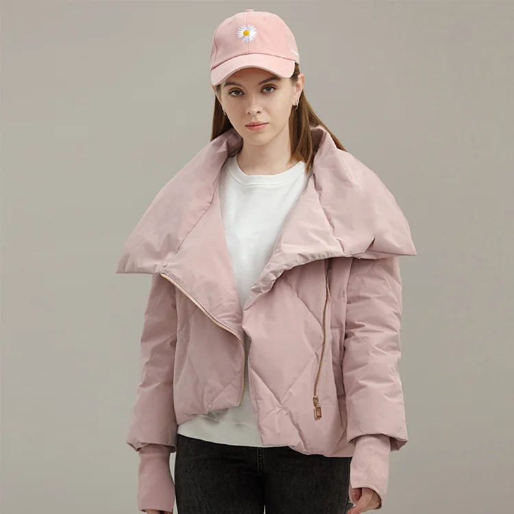 2022 White Duck Down Women's Winter Jacket Solid Color Short Casual Pie Overcome Women's Down Jacket