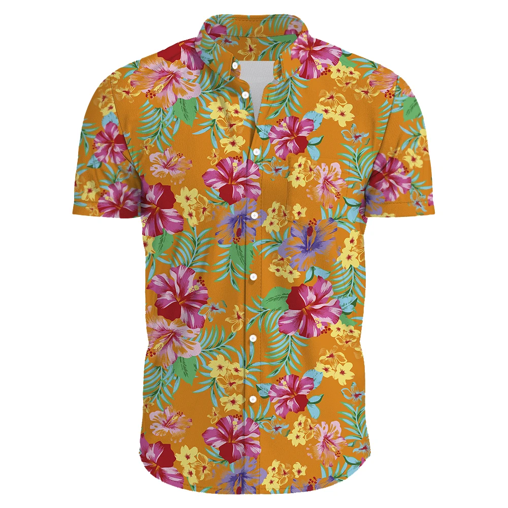 

Men's Holiday Casual Short Sleeve Aloha Hawaiian Shirt Short Sleeve Palm Tree Printed Tropical Aloha Blue Shirts Camisa Hawaiana