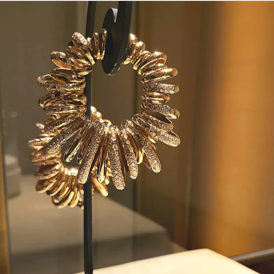 

Soramoore Luxury Bamboo Knot Cubic Zircon Statement Big Hoop Earrings For Women Wedding DUBAI Bridal Round Circle Hoop Earrings