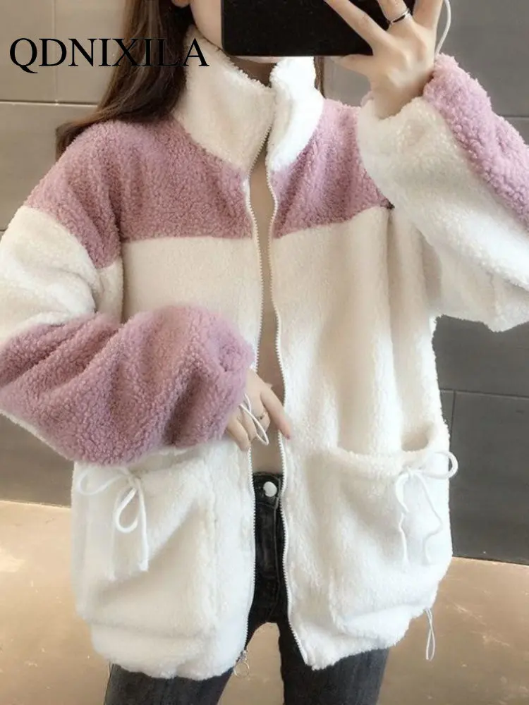 

New Winter Women's Coat Korean Fashion Oversize Elegant Womens Cropped Jacket College Tender Chic Outerwear Long Sleeve Top