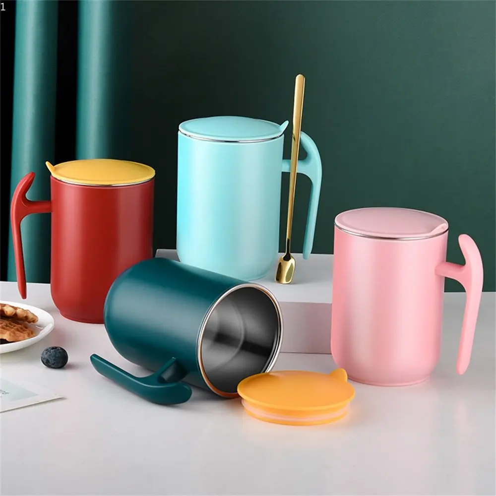 

500ml Mug Large-capacity 304 Stainless Steel Coffee Milk Cup With Lid Removable Washing Simple Office Insulated Water Cup