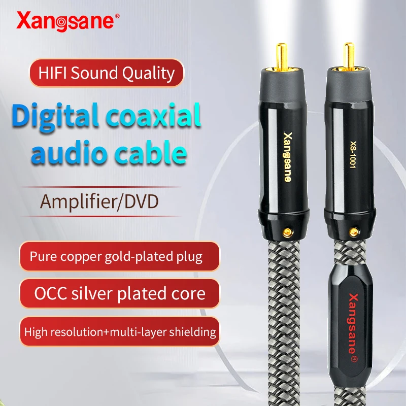 

Xangsane OCC Silver plated Digital Audio Coaxial Cable 75 Ω High end Rca to Rca Stereo Hifi Subwoofer Speaker Cable AV TV Cable