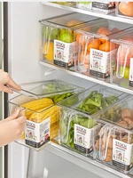 kitchen refrigerator storage box with lid handle transparent grains beans storage organizer food fresh keeping container