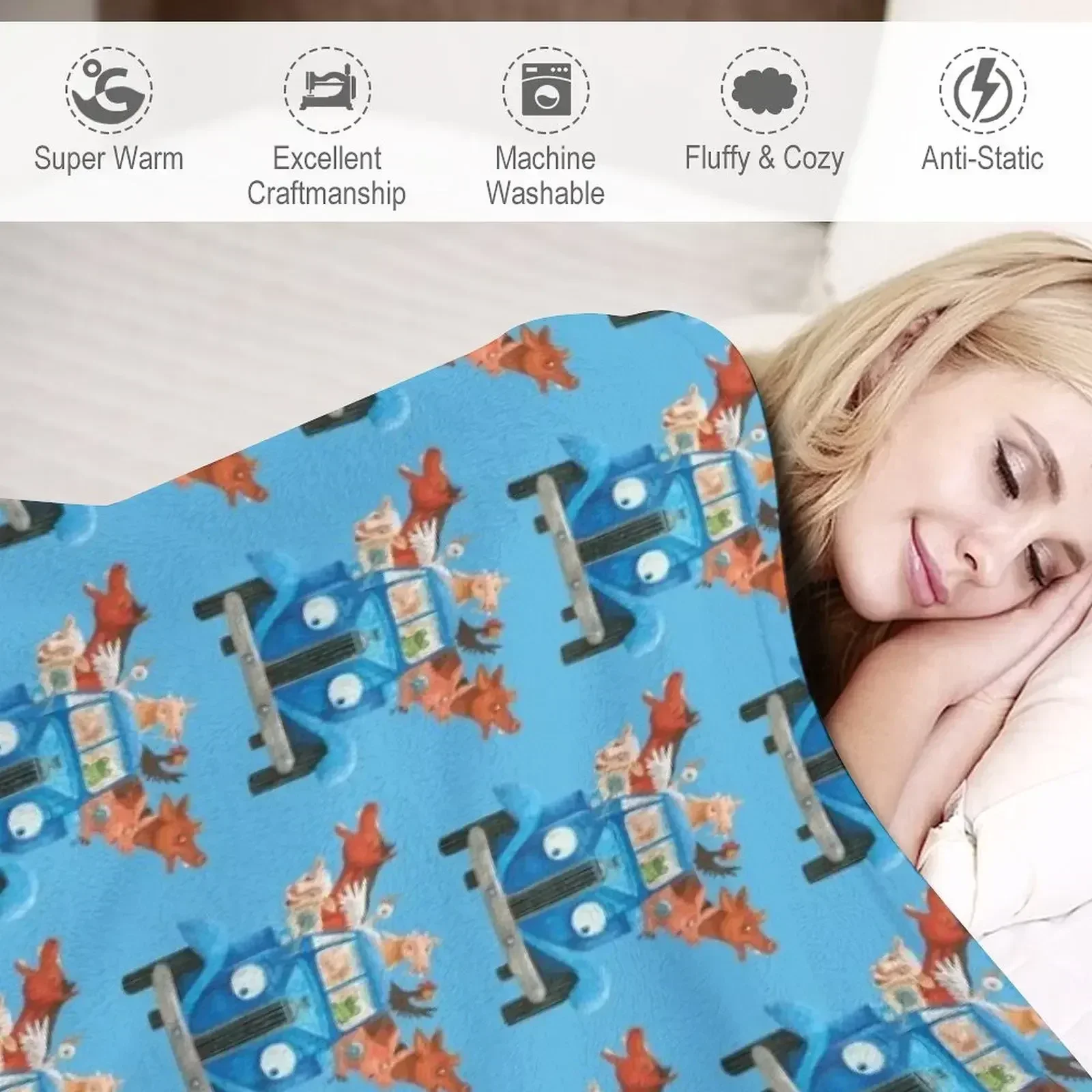 Маленький синий грузовик с фермерскими животными классическая иллюстрация