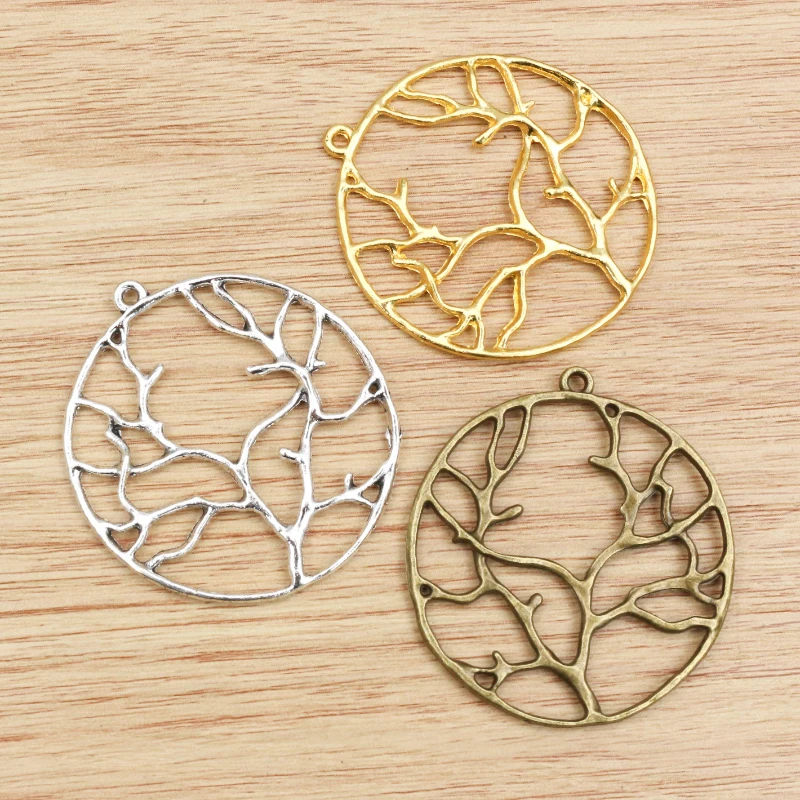 5 шт. 44x39 мм Античные посеребренные и бронзовые и золотые цвета дерево стиль ручной работы Подвески Кулон: сделай сам для браслета ожерелье
