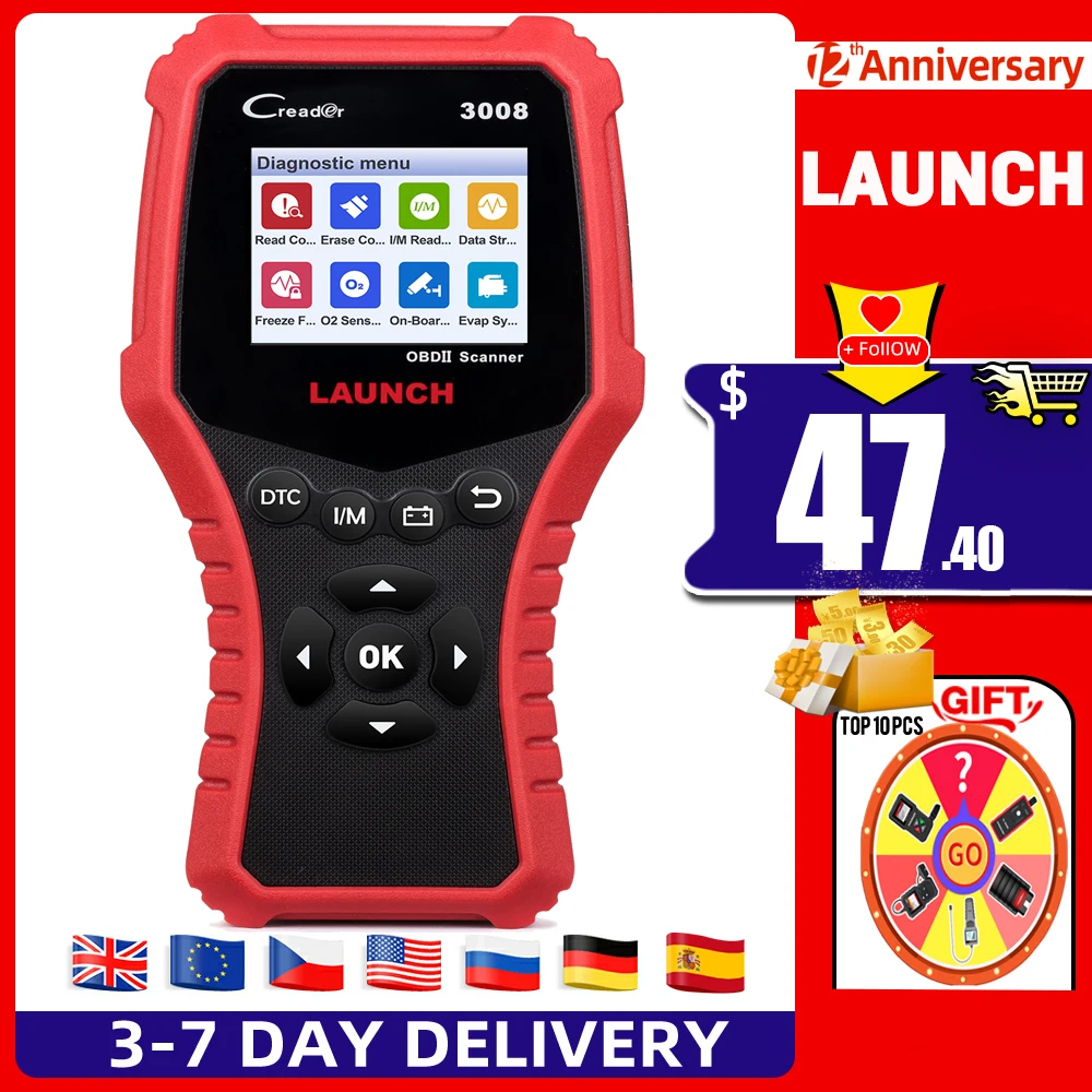

LAUNCH X431 CR3008 OBD2 Car Scanner Auto OBDII EOBD Code Reader Diagnostic Tools for Check Engine Light PK CR3001 KW850