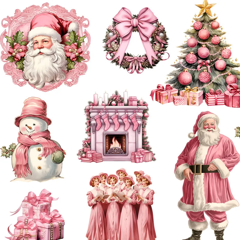 

Pink Christmas Stickers Crafts And Scrapbooking stickers kids toys book Decorative sticker DIY Stationery