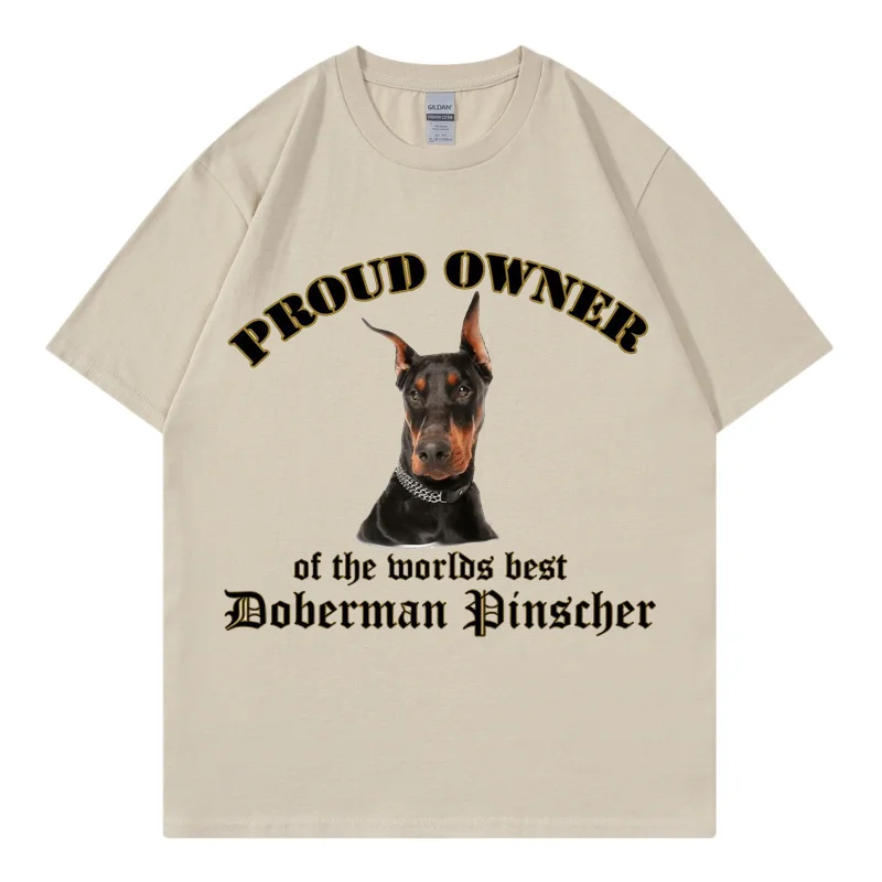 

2023 New Summer Woman Man T Shirt Fashion Doberman Cotton Print Streetwear Oversized Casual Male Clothes Short Sleeve Blouse Tee