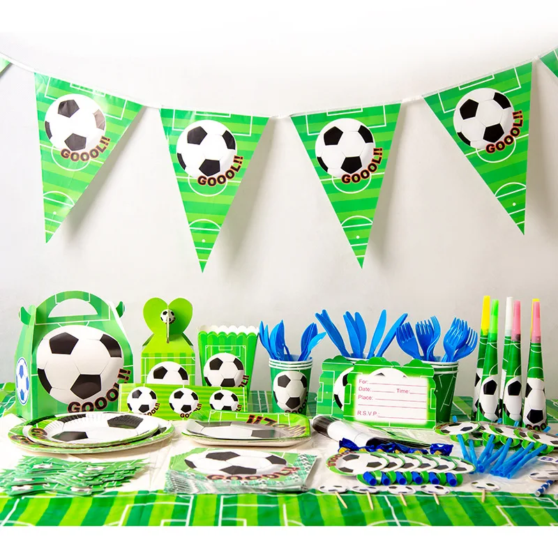 

2022 New Football Theme Party Balloons Decor Football Club Bar Decoration Supplies Kids Birthday Party Soccer Paper Tableware