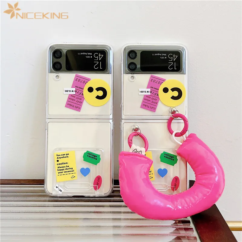 

Fashion Bracelet Phone Case for Samsung Galaxy Z Flip 4 5G Clear Hard Plastic Invisible Bracket Cover Case for Samsung Z Flip 3