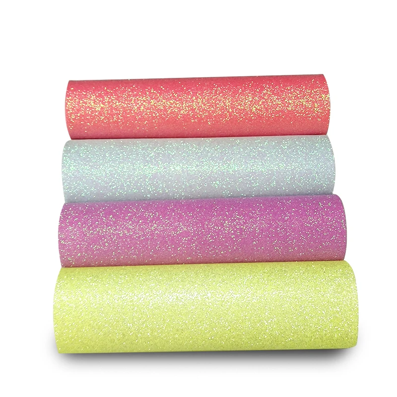 

XHT Matte Color Fluorescent Shiny Fine Glitter Faux Leather Fabric Sheet Canvas Backing for Making Shoe/Bag/DIY Accessories