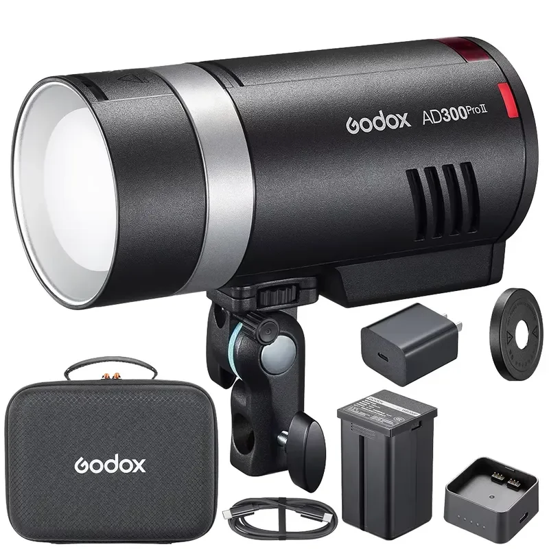 Фото AD300Pro II TTL HSS Уличная вспышка-студийный свет, профессиональная, 300 Вт, двухцветная, с функцией моделирования света, портативная №1