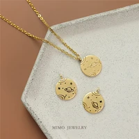 mimo jewelry titanium steel gold plated circular relief star universe diy small fresh pendant