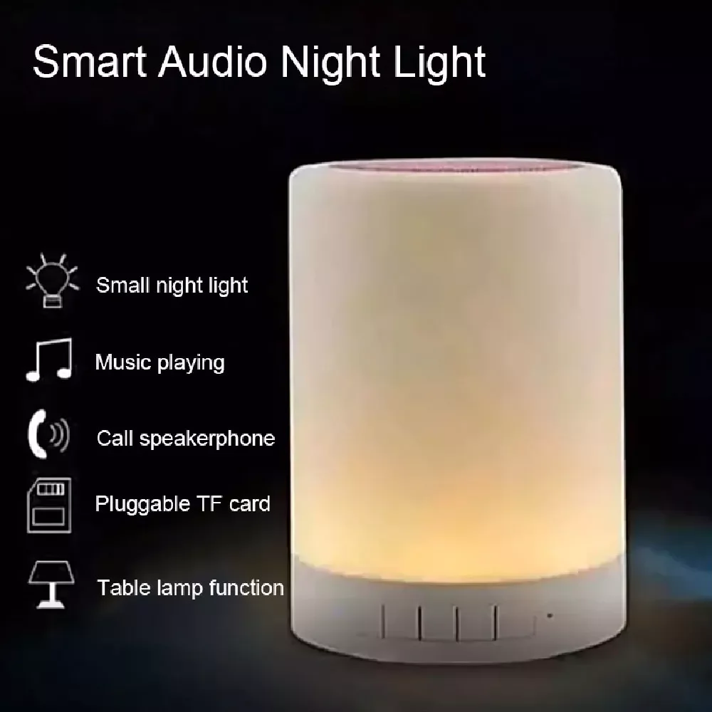 

Portable Wireless Bluetooth Speaker Mini Player Touch Pat Light Colorful LED Night Light Bedside Lamp for TF Card Support