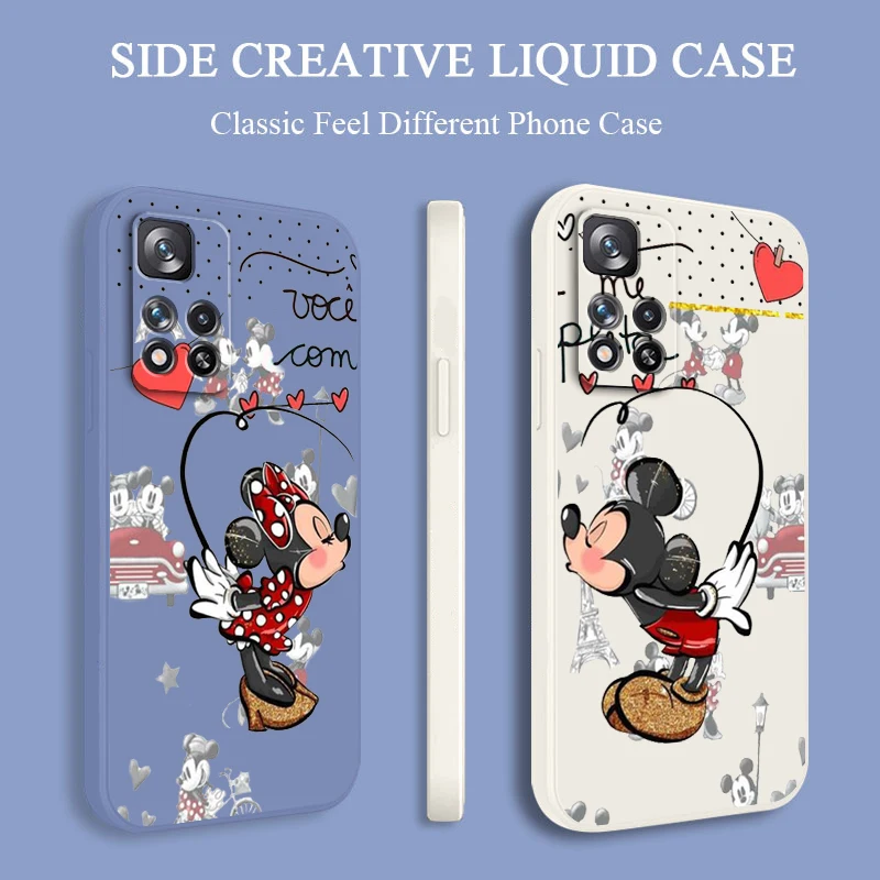 

Disney Kisses Minnie Mickey Phone Case For Xiaomi Redmi Note 11 11S 11T 10S 10 9S 9T 9 8T 8 Pro Plus 5G Liquid Rope Soft Cover
