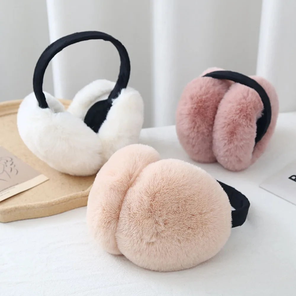 

Winter Warm Ear Protectors Outdoor Burger Shape Foldable Plush Ear Bag Earmuffs Apparel Accessories