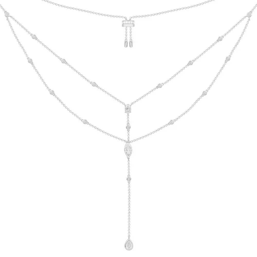 RP S925 Стерлингового Серебра Капелька Y-образное Регулируемое Ожерелье Подвеска