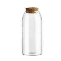 1200ml transparent glass storage tank borosilicate glass sealed cans food grains container with cork